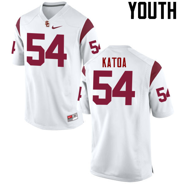 Youth #54 Tayler Katoa USC Trojans College Football Jerseys-White